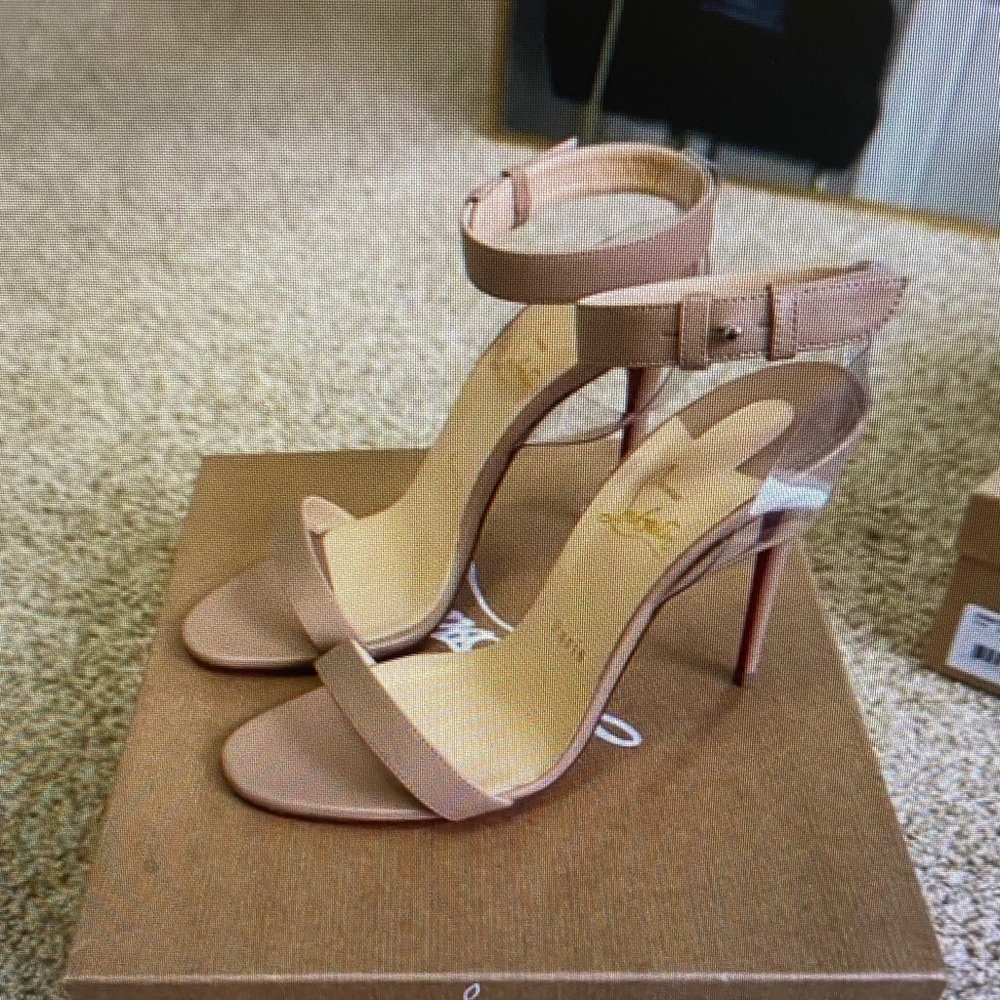 DKNY Nude Ankle Strap Heels
